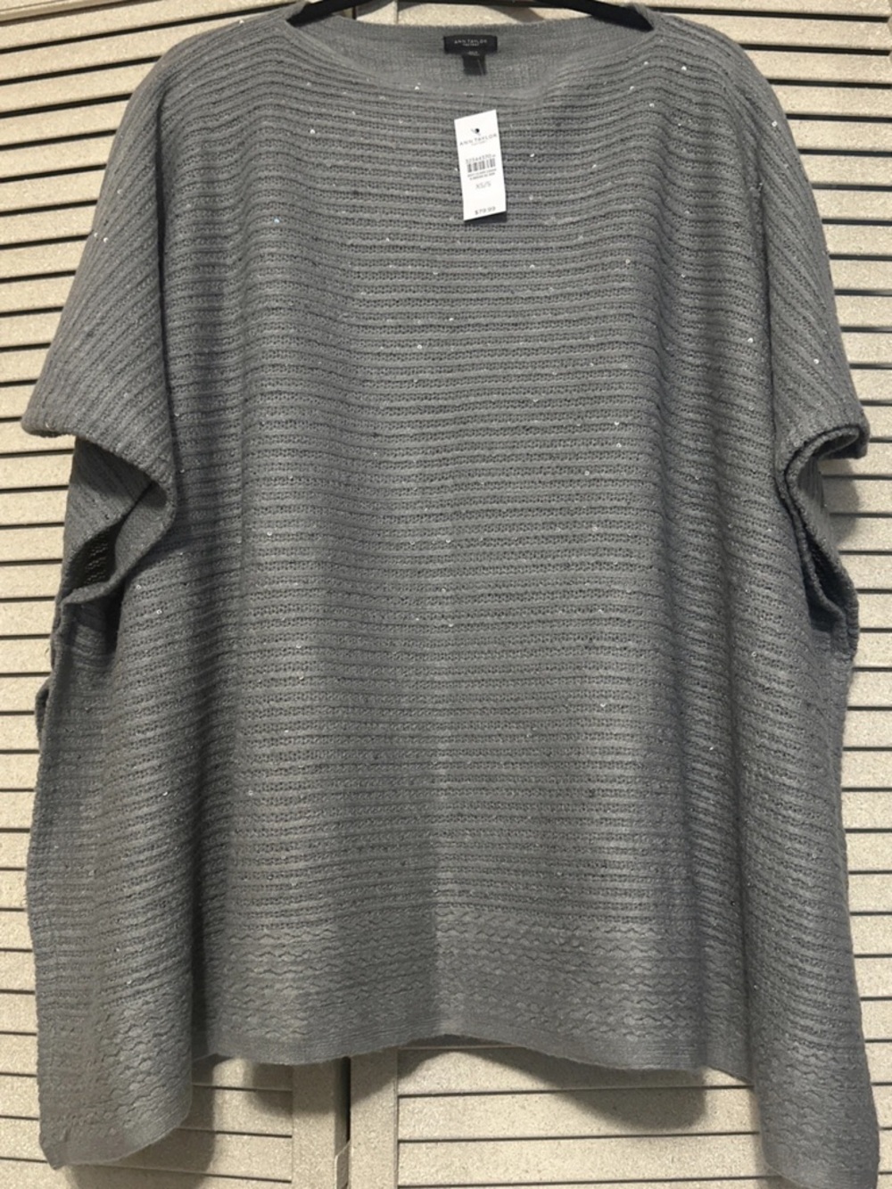 Ann Taylor Silver-Gray Sequin Knit Sweater